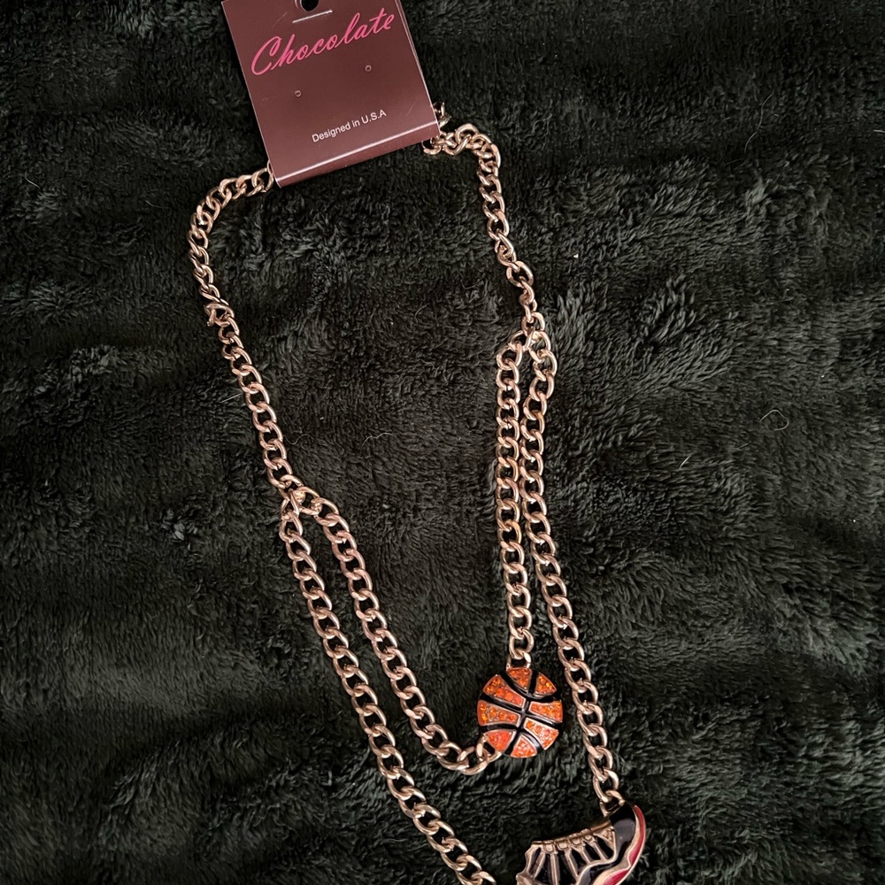 Chocolate Brand Basketball Necklace